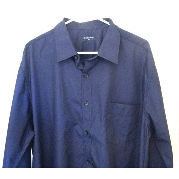 Double Pump Men's Dress Shirt Black Long Sleeves Collar Barrel Cuffs Size 2XL - Picture 1 of 5